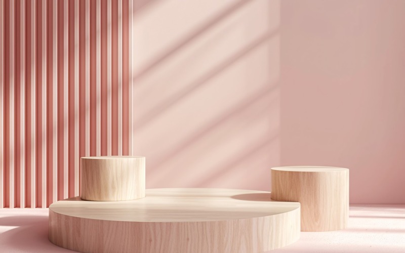 Podium zur Produktpräsentation mit Blattpflanzen, Pink Wall 24