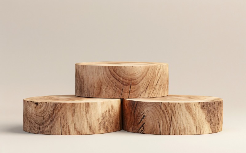 Présentation de produits cosmétiques sur piédestal en bois 09
