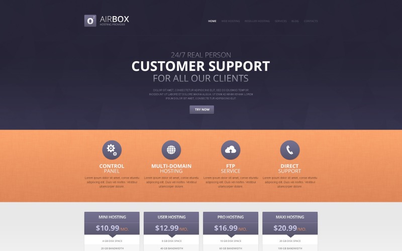 Plantilla Drupal de Hosting simple