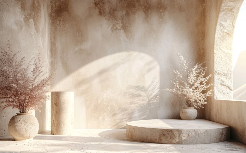 Podio in legno per presentazione prodotti stile Boho 74