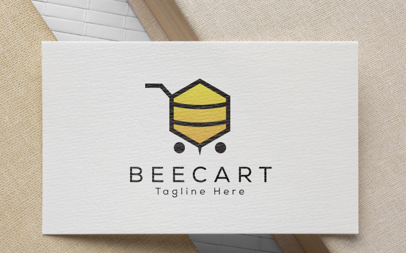 Design de logotipo Bee Cart - Design de logotipo de compras online - Design de logotipo de comércio eletrônico