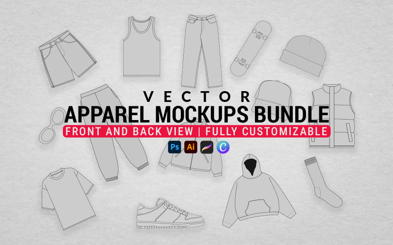 Pacchetto di mockup di abbigliamento vettoriale