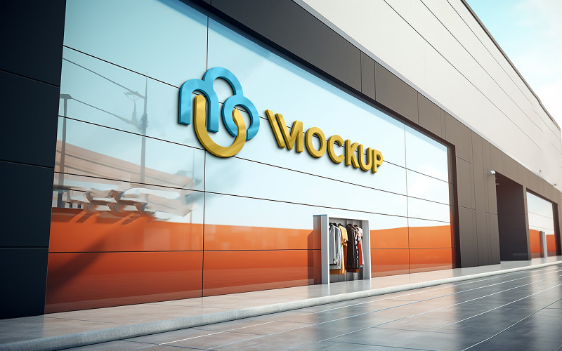 Showroom building facade sign mockup - TemplateMonster