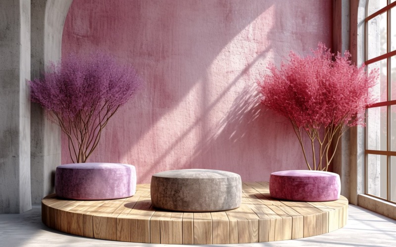 Podium en bois pour présentation de produits Boho Style 278