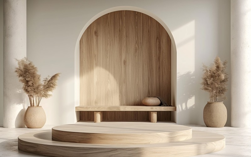 Ürün Sunumu İçin Ahşap Podyum Boho Stili 219