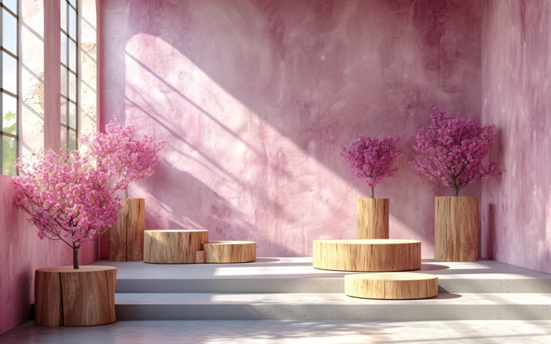 Podio in legno per presentazione prodotti stile Boho 319