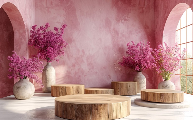 Ürün Sunumu İçin Ahşap Podyum Boho Stili 316