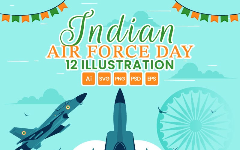 12 Hindistan Hava Kuvvetleri Günü İllüstrasyonu