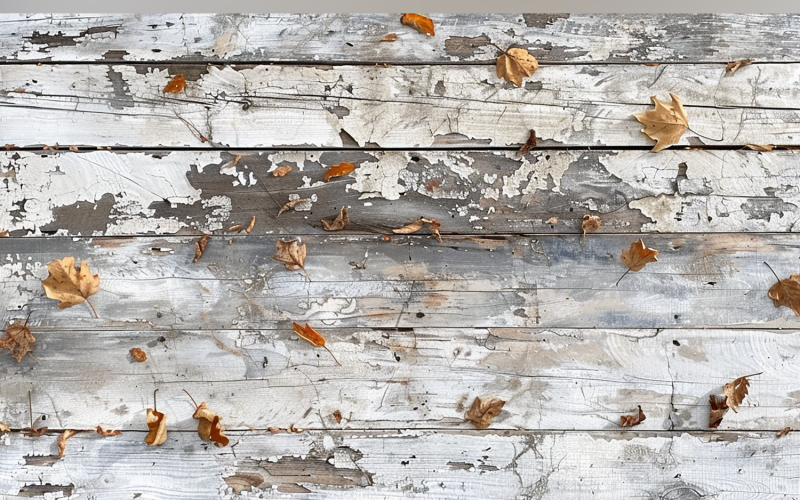 Décoration d'automne festive avec feuilles Table en bois rustique blanche. 42