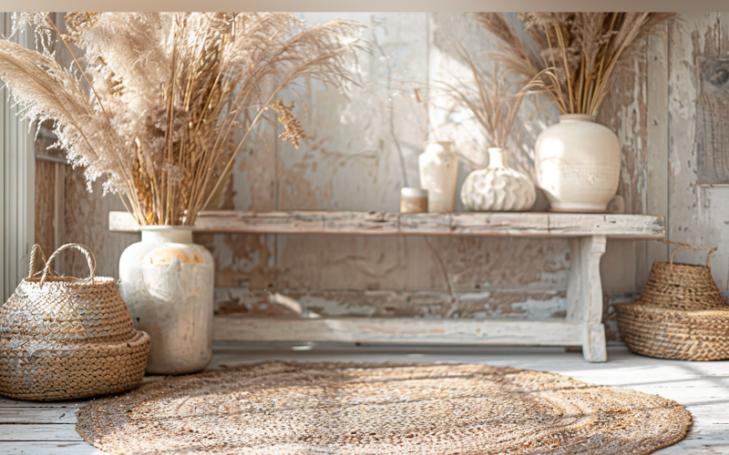 Pot d'automne festif Table en bois rustique blanc 114