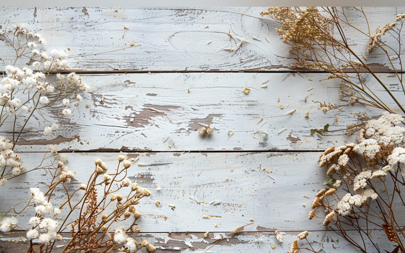 Festlig höst Vit Rustik Träbord Blommor Grenar. 150