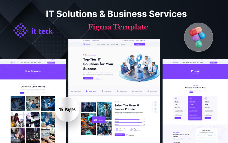 it teck - Modèle Figma de solutions informatiques et de services aux entreprises