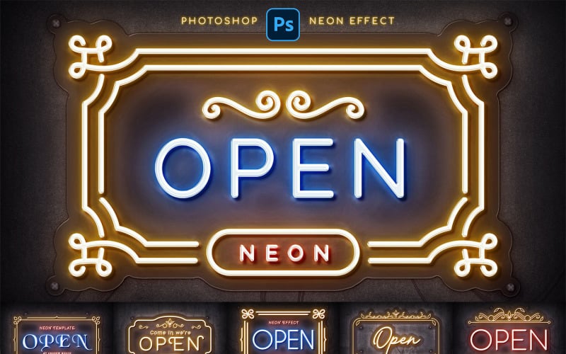 Neon Logotyp Photoshop Mockups