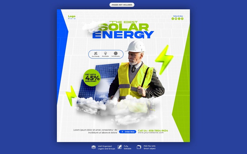 Solar Energy  Panel Social  Media Post Template