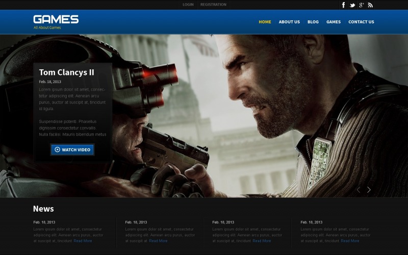 Spel Responsive webbplats mall