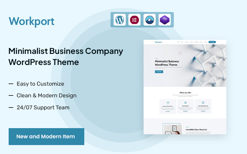 Workport – Thème WordPress minimaliste pour entreprise