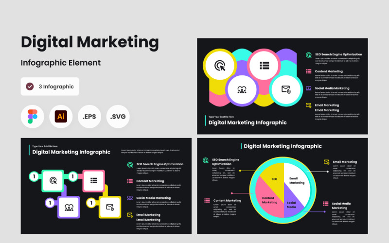 Modelo de infográfico de marketing digital V1