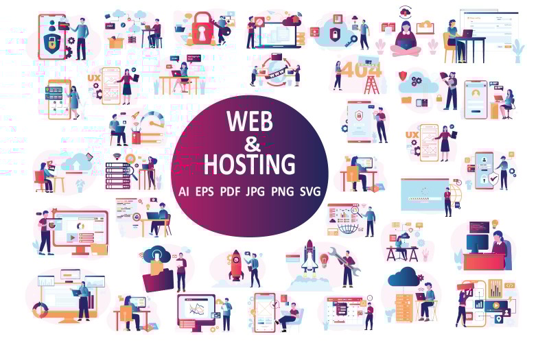 适用于数字项目的 Web 和托管插图集