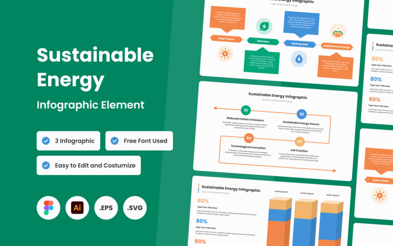 Szablon infografiki zrównoważonej energii V4