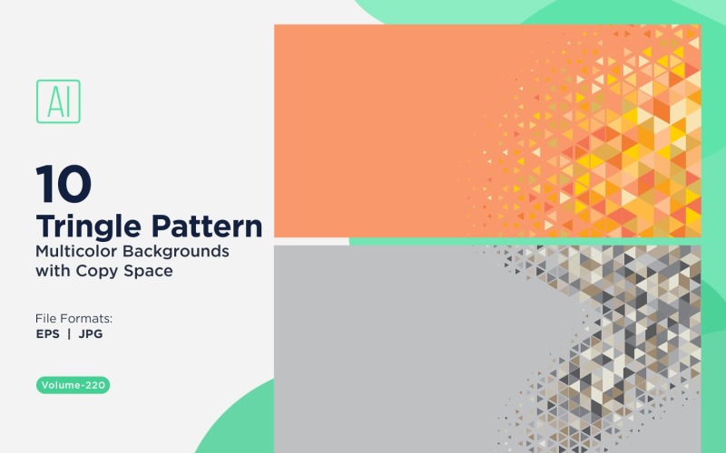 Fondo con patrón triangular vibrante en varios colores y tamaños 10