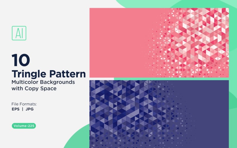 Fondo con patrón triangular vibrante en varios colores y tamaños 15