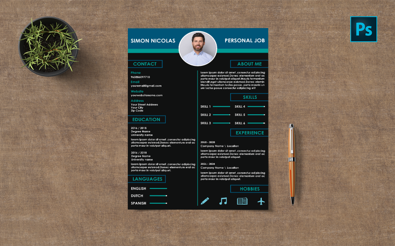 Free Simple CV / Resume Template #443406 - TemplateMonster