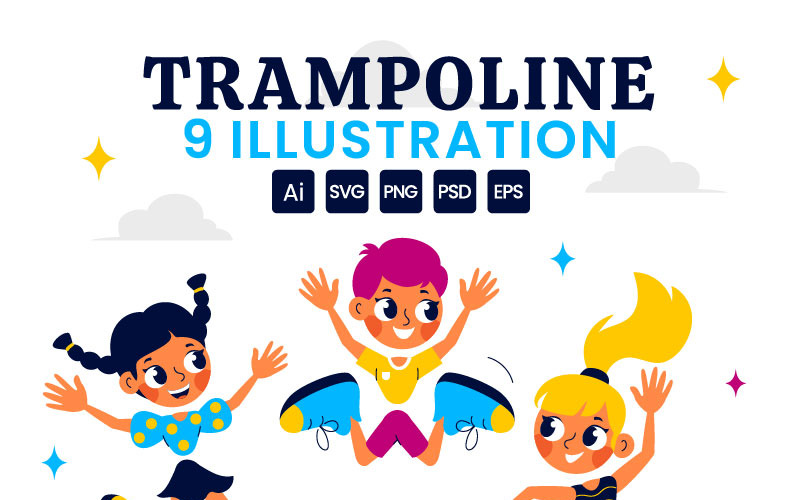 9 Ilustração de esporte de trampolim