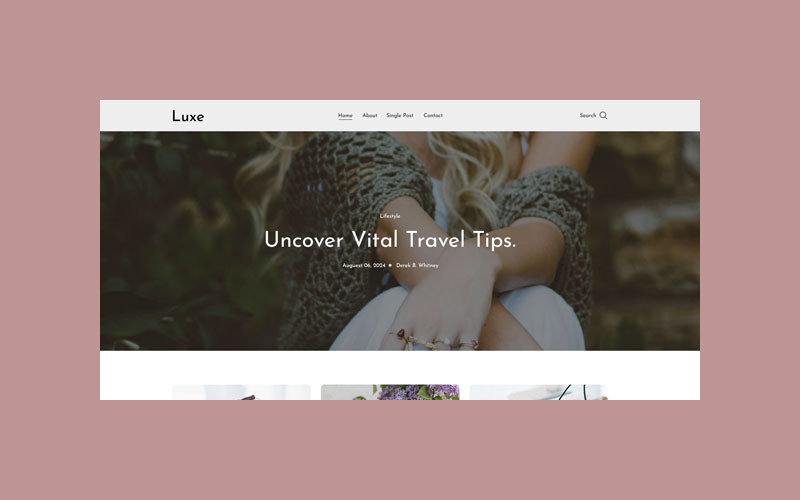 Luxe - Стиль життя PSD шаблон блогу