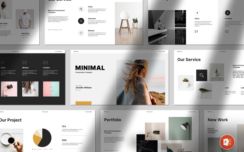 Modelo de apresentação de PowerPoint minimalista e limpo