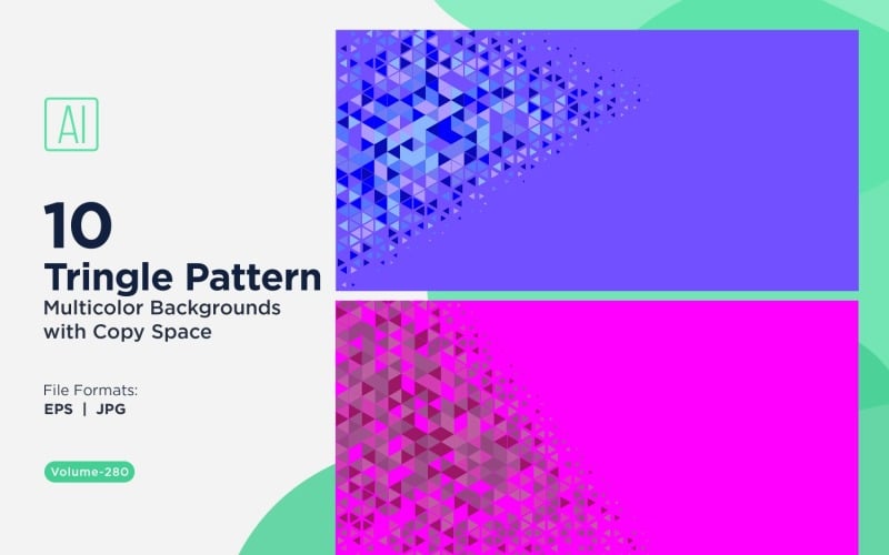 Élénk háromszög mintás háttér több színben és 70-es méretben.