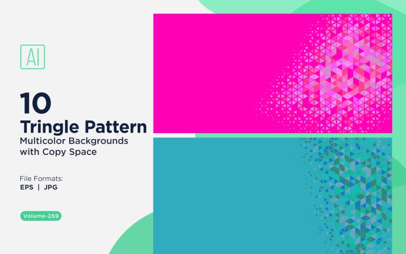 Fondo con patrón triangular vibrante en varios colores y tamaños 59