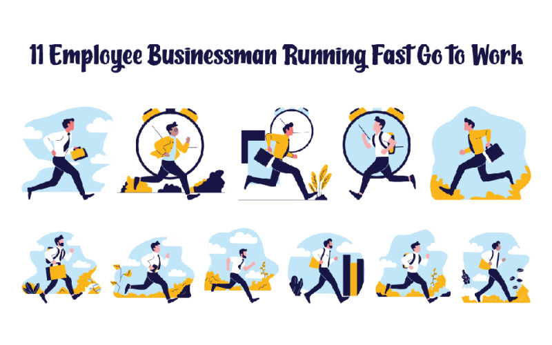 11 Dipendente Uomo d'affari Correre Vai al lavoro