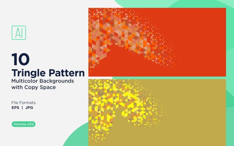 Zářivý trojúhelníkový vzor na pozadí ve více barvách a velikostech 42