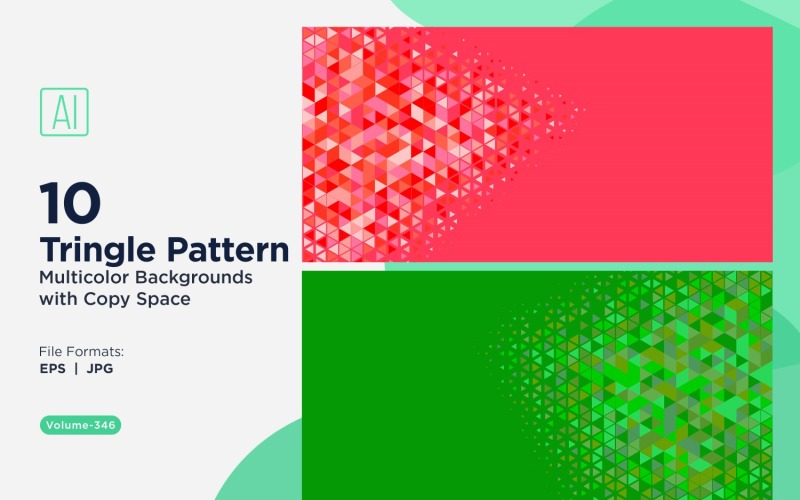 多种颜色和尺寸的充满活力的三角形图案背景 136