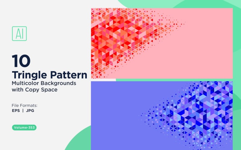 多种颜色和尺寸的充满活力的三角形图案背景 143