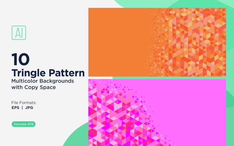 多种颜色和尺寸的充满活力的三角形图案背景 164