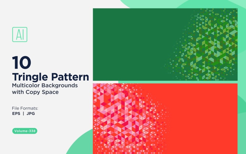 Fondo con patrón triangular vibrante en varios colores y tamaños 128