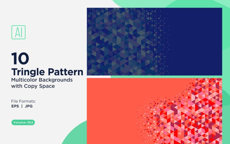 Fondo con patrón triangular vibrante en varios colores y tamaños 152