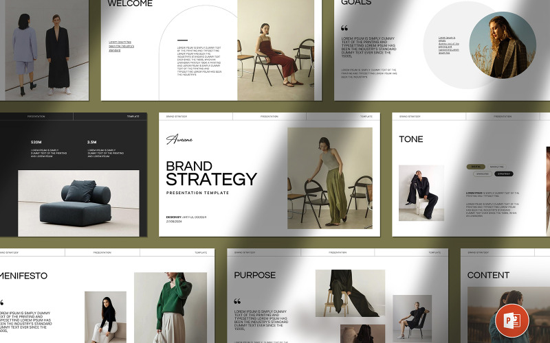 Layout do modelo de PowerPoint de estratégia de marca