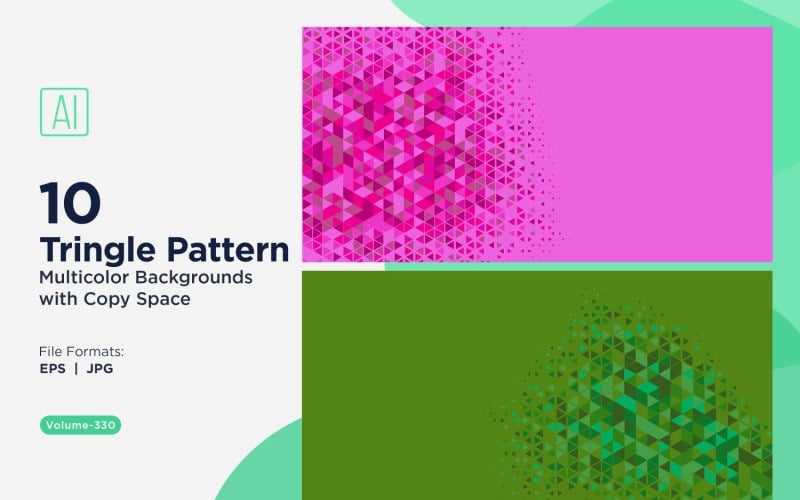 Zářivý trojúhelníkový vzor na pozadí ve více barvách a velikostech 120