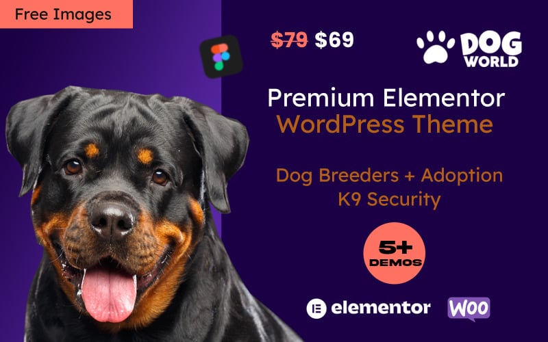 Dogworld - 狗饲养者、K9 和领养 WordPress Elementor 主题