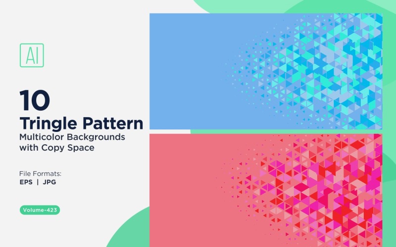 Fondo con patrón versátil de triángulos coloridos de varios tamaños 03
