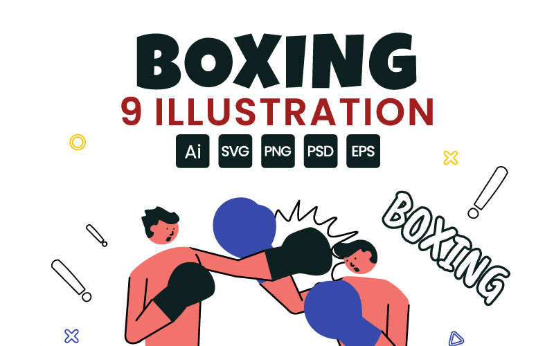 9 illustrations de conception de boxe professionnelle