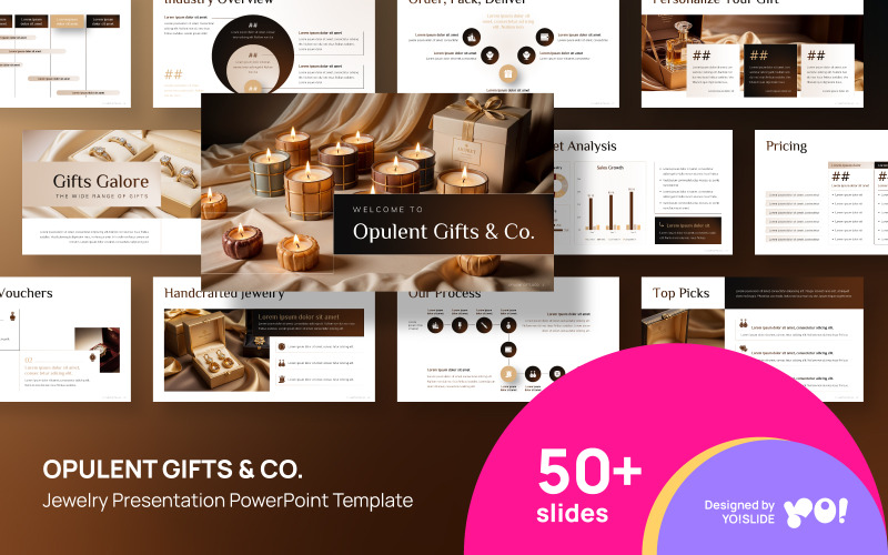 POULENT GIFTS & CO. Ékszer bemutató PowerPoint sablon