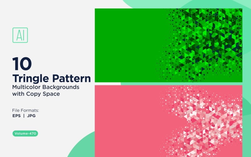Різнокольорові трикутники різних розмірів, універсальний візерунок, тло 50