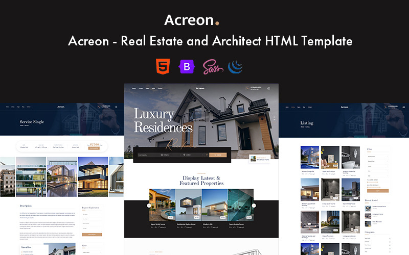 Acreon – HTML5-шаблон для архітектури та нерухомості