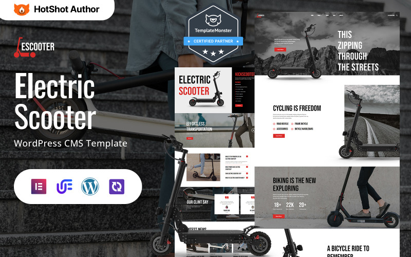 Escooter - Tema WordPress Elementor Premium para Scooter Elétrica Multiuso