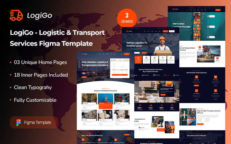 LogiGo – Шаблон Figma «Логистика и транспортные услуги»