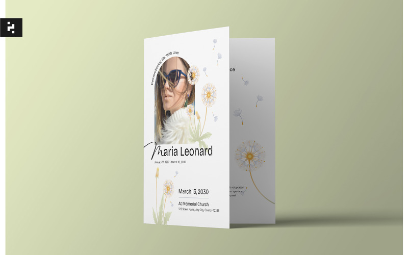 Modèle de programme funéraire minimaliste avec fleurs