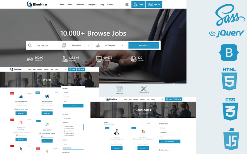 BlueHire - Jobportaal Html5 & Css3 Website Sjabloon